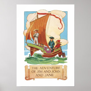 Vintage Children's Boat Illustration Poster