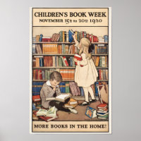 Vintage Children's Book Week Library Illustration