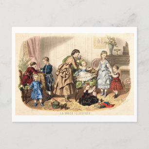 Vintage Children's Fashion Illustration 1872 Postcard