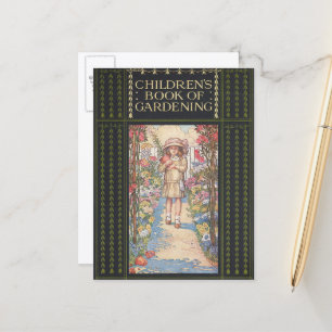 Vintage Childrens Garden Book Cover Postcard