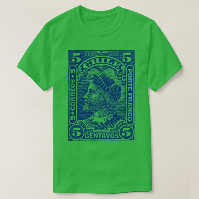 Vintage Chile Chilean Postage Stamp Design T-Shirt (Design Front)