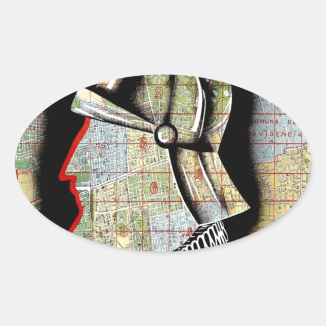 Vintage Chile Santiago Travel Oval Sticker (Front)