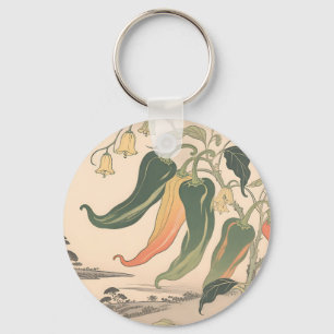 Vintage Chilli Pepper Illustration Key Ring