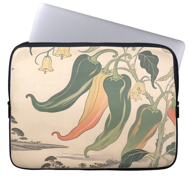 Vintage Chilli Pepper Illustration Laptop Sleeve (Front)