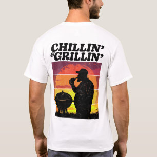 Vintage Chillin’ & Grillin’ Distressed Front+Back T-Shirt