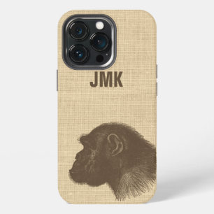 Vintage Chimpanzee Illustration Personalized iPhone 13 Pro Case