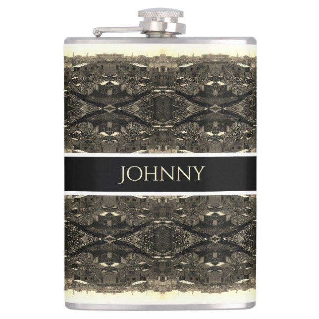 Vintage China Canton city Hip Flask (Front)