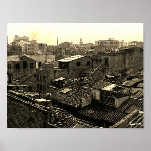 Vintage China Canton city Poster
