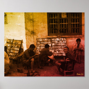 Vintage China Changsha book lending Poster