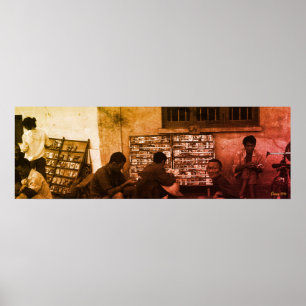 Vintage China Changsha book lending Poster