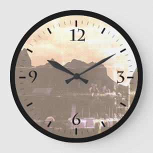 Vintage China Guilin river boat Large Clock