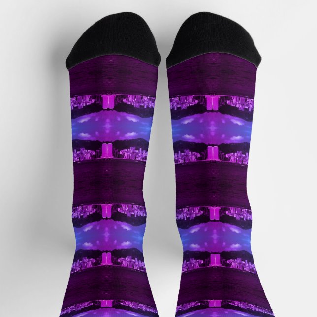 Vintage China Hong Kong bay Skyscrapers Socks (Top)