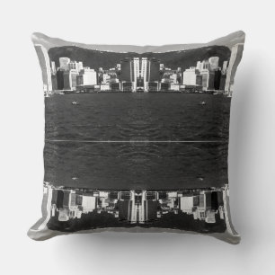 Vintage China Hong Kong bay Skyscrapers view Poste Cushion