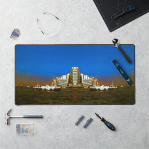 Vintage China Hong Kong boat skyscraper sea Desk Mat