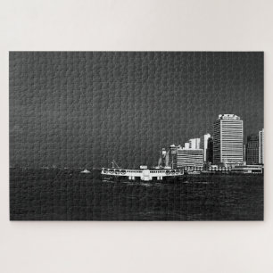 Vintage China Hong Kong boat skyscraper ​​sea Jigsaw Puzzle