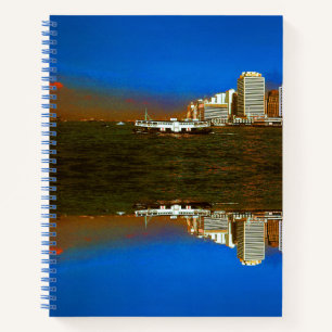 Vintage China Hong Kong boat skyscraper sea Notebook