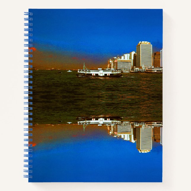 Vintage China Hong Kong boat skyscraper ​​sea Notebook (Front)