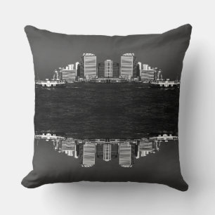 Vintage China Hong Kong boat skyscraper sea Post Cushion