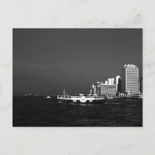 Vintage China Hong Kong boat skyscraper sea Postcard