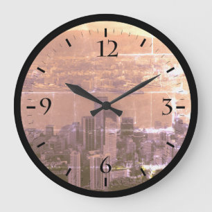 Vintage China Hong Kong City Skyscrapers overview Large Clock