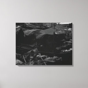 Vintage China Hong Kong houseboats Canvas Print