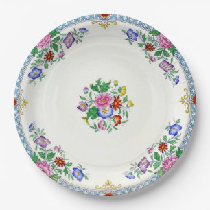 Vintage China Pattern Hand Painted Paper Plate