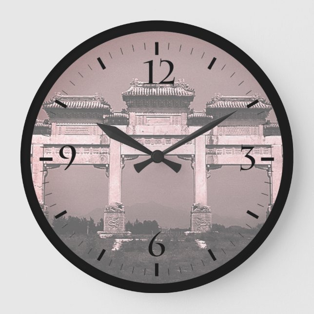 Vintage China Pekin gate ming tombs Large Clock (Front)