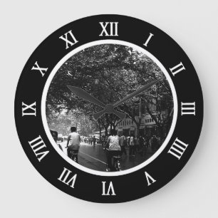 Vintage China Shanghai street Poster Award Plaque Large Clock