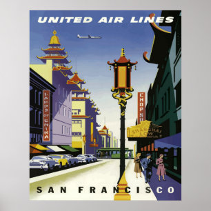 Vintage Chinatown Street Scene, San Francisco Poster