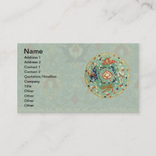 Vintage Chinese Blue Green Circle Business Card