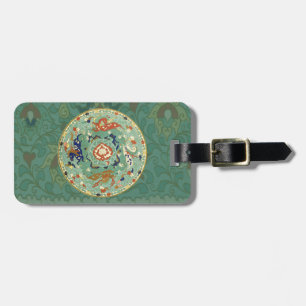 Vintage Chinese Blue Green Circle Luggage Tag