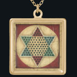 Vintage Chinese Chequerboard by Ethan Harper Gold Plated Necklace<br><div class="desc">Get your game on with this spectacular Chinese chequerboard painting by Ethan Harper. The piece has a very vintage feel,  as if it were patterned on a family heirloom. This would make a great gift for someone who loves board games!</div>