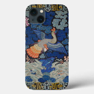 Vintage Chinese Crane Pattern: Imperial Blue iPhone 13 Case