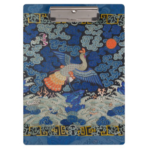 Vintage Chinese Crane Pattern: Imperial Blue Clipboard