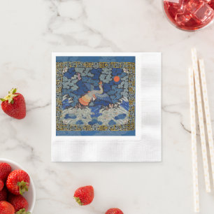Vintage Chinese Crane Pattern: Imperial Blue Napkin