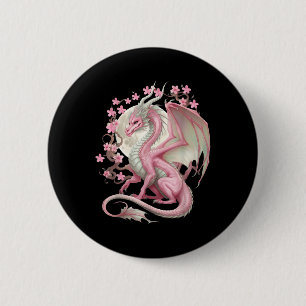 Vintage Chinese Dragon Asian Art Cherry Blossom Pi 6 Cm Round Badge