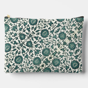 Vintage Chinese Floral Pattern in Teal and White  Accessory Pouch