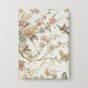 Vintage Chinese Floral Pattern with Hummingbird