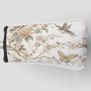 Vintage Chinese Floral Pattern with Hummingbird Golf Head Cover