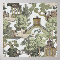 Vintage Chinese landscape seamless pattern. Chinoi