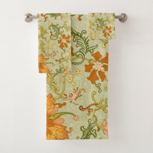 Vintage Chinese Ornament Jones Flowers   Bath Towel Set