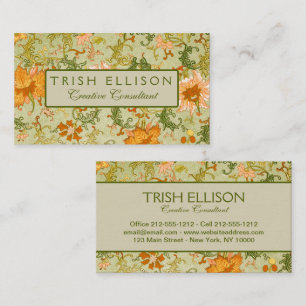 Vintage Chinese Ornament Jones Flowers Business Card