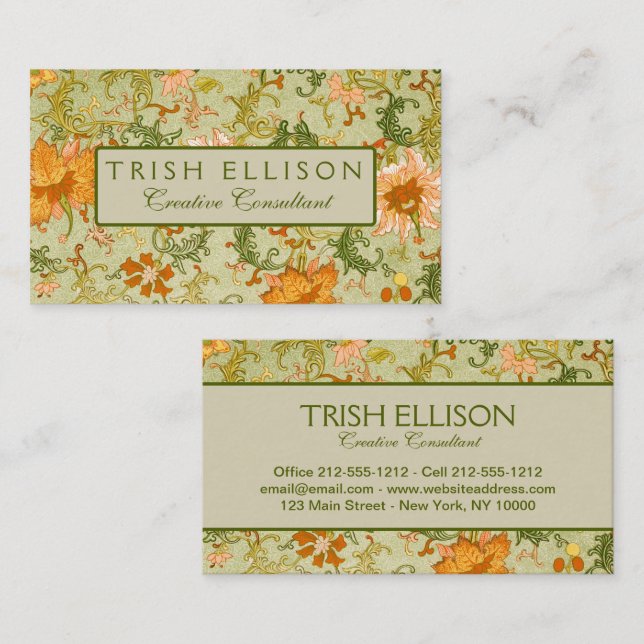 Vintage Chinese Ornament Jones Flowers   Business Card (Front/Back)