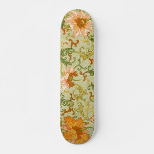 Vintage Chinese Ornament Jones Flowers Skateboard