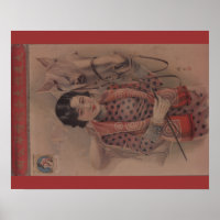 Vintage Chinese postcard poster
