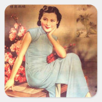 vintage chinese poster old shanghai woman