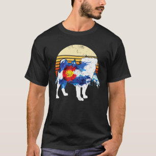 Vintage Chinese Pug Dog Colorado Flag Sunset Retro T-Shirt