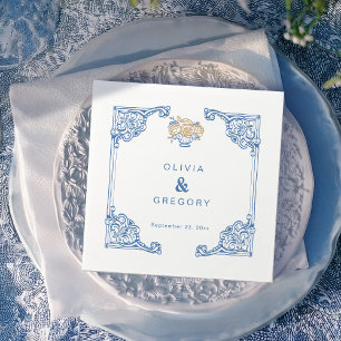 Vintage Chinoiserie Antique Frame Wedding Napkin