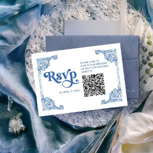 Vintage Chinoiserie Antique Frame Wedding with QR RSVP Card