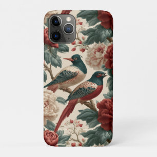 Vintage Chinoiserie Birds and Red Peony Flowers Case-Mate iPhone Case